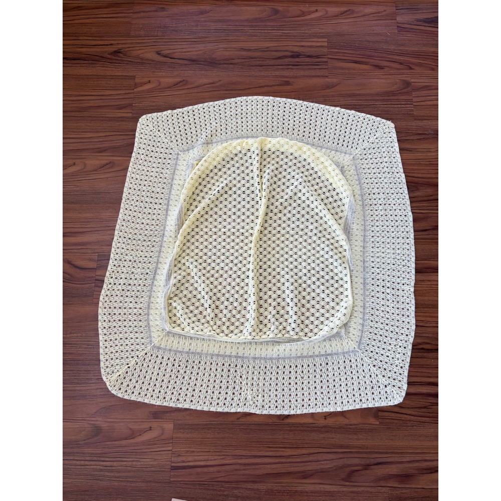 vintage crochet baby heirloom christening blanket pale yellow